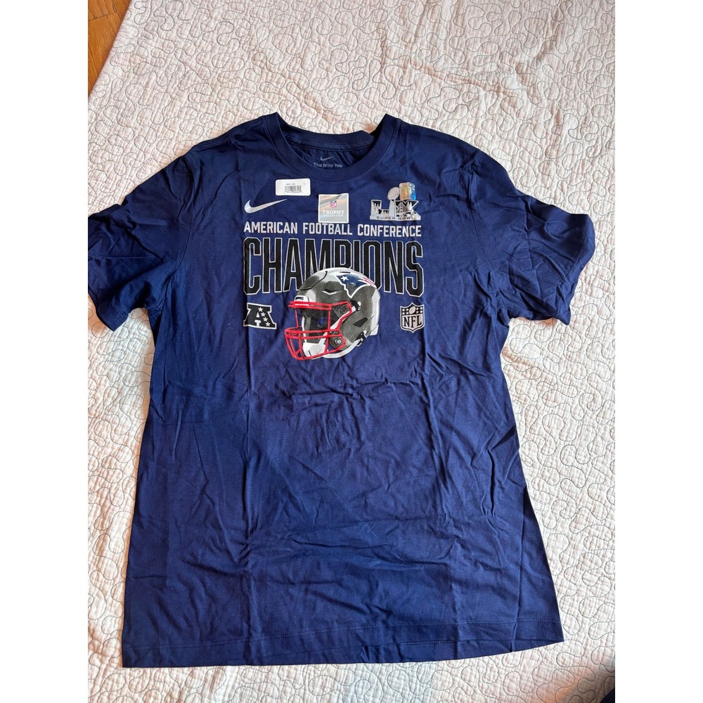 Nike New England Patriots AFC Champions Super Bowl LIII T-Shirt Navy Blue Large